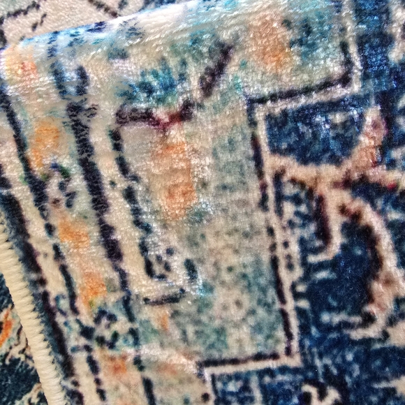 Blue and Cream Patterned Rug Set - Picture 3 of 8